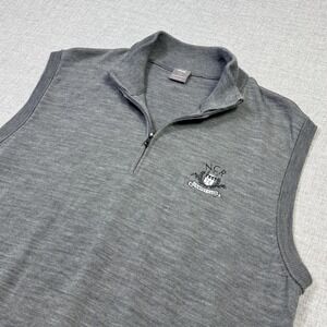 Ping‎ Sweater Vest Mens XL Gray Wool Mock Neck 1/4 Zip Embroidered Logo